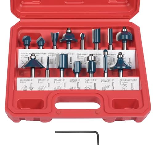 Image of flintronic Router Bit Set, 15PCS 6.35mm 1/4 Inch Shank Tungsten Carbide Tipped Router Bit Set, Wood Milling Saw Cutter with Plastic Index Box, Woodworking Tool Kits for Home & DIY