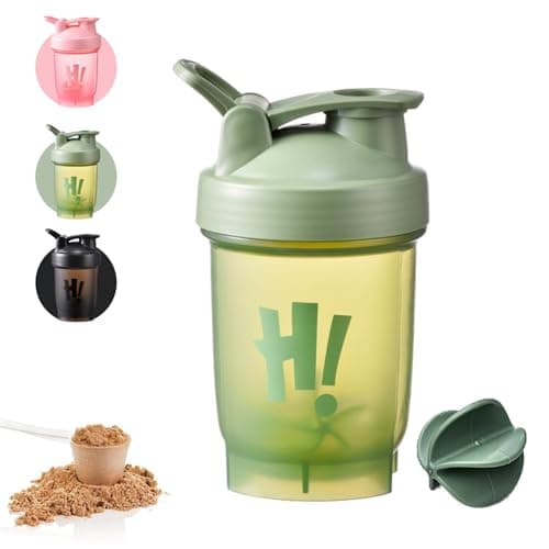 Image of Protein Shaker Bottle 350ml with Mixing Ball BPA-Free Meal Replacement Shaker CupsLeakproof Flip On Lid Dishwasher Safe Gym Bottles for Men & Women Gym Sports Protein Supplement Fitness (Green)