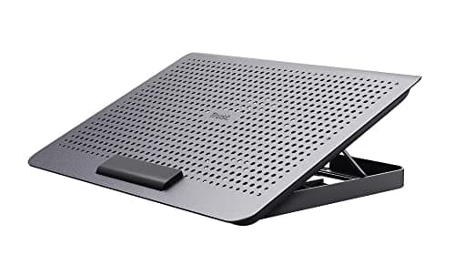 Image of Trust Exto Laptop Stand 16", Sustainable Cooling Pad, Riser with USB Fan and Adjustable Height, 8 Levels, Made from Recycled Materials, Ventilated Holder for Notebook, Macbook, HP, Lenovo, Dell, Grey