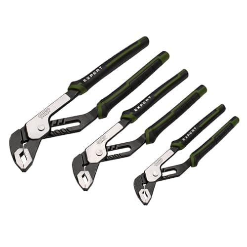 Image of Draper Expert 3 Piece Water Pump Pliers Set 300mm, 250mm & 200mm | Adjustable Hardened Serrated Teeth Jaws | High Torque Diamond-Shaped Jaws