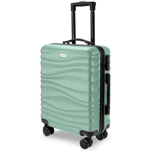 Image of AVIO Wave Cabin Suitcase 55x40x20cm – Lightweight Hard Shell Cabin Luggage with 4 Double Spinner Wheels, Telescopic Handle & Organised Interior – Small Cabin Size Carry On Travel Suitcase