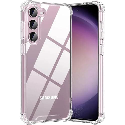 Image of Hually Case Compatible with Samsung Galaxy S21 (6.2-inch), Crystal Clear Unique shock,Ultra Thin Flexible TPU & Hard PC Cover for Samsung Galaxy S21 - Clear