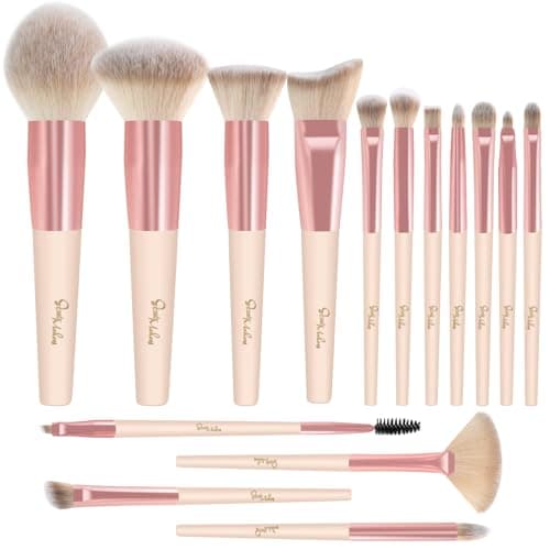 Image of Makeup Brushes Start Makers 15Pcs Marble Makeup Brush Set Foundation Powder Blush Blending Eyeshadow Brushes Sets