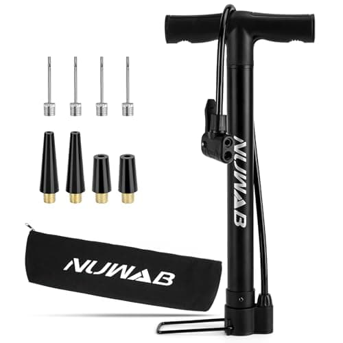 Image of NUWAB Bike Floor Pump, Cycling Floor Pump with Presta & Schrader Valves, Portable Multi-Purpose Bicycle Pump, Foot Bike Pump fit for all Bike and Balls, Swimming Rings