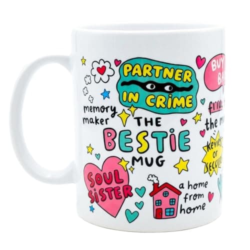 Image of ALINK Bestie Coffee Mug 11oz, Cute Friendship Gift for Women, Soul Sister Mug, Best Friend Birthday Gifts for Female Friend, Funny Aesthetic Ceramic Cup for Christmas, Mother's Day