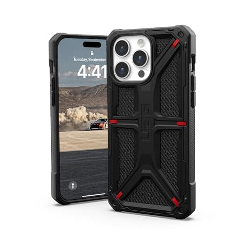Image of URBAN ARMOR GEAR UAG Case Compatible with iPhone 15 Pro Max Case 6.7" Monarch Kevlar Black Rugged Heavy Duty Military Grade Drop Tested Protective Cover