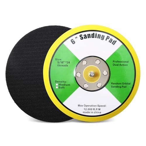 Image of SHININGEYES 1Pcs 6in Hook and Loop Flexible Backing Pad, 6" Sanding Back Pad 5/16" 24 Thread for Air Orbital Sander and Pneumatic Polisher