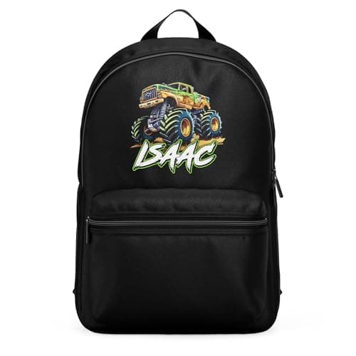 Image of Purple Print House Monster Truck Personalised Mini Backpack For Kids Giant Trucks Back To School Nursery Bag, One Size, Black