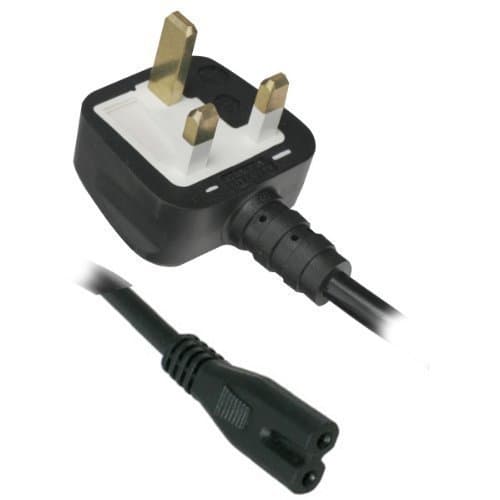 Image of UK Volex 2M Figure 8 C7 Power Cable with moulded 3pin UK Plug. Asta Approved and Verified
