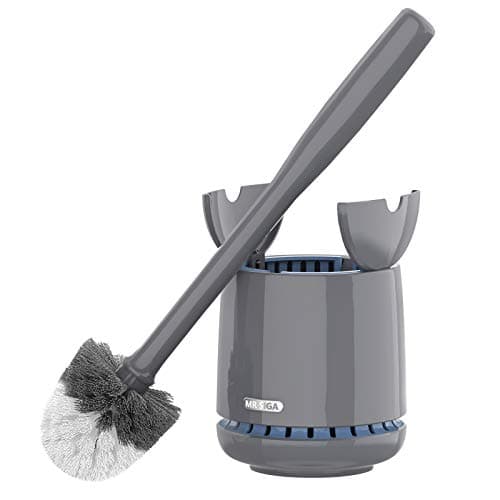 Image of MR.SIGA Toilet Bowl Brush and Holder, Premium Quality, with Solid Handle and Durable Bristles for Bathroom Cleaning, Gray, 1 Pack