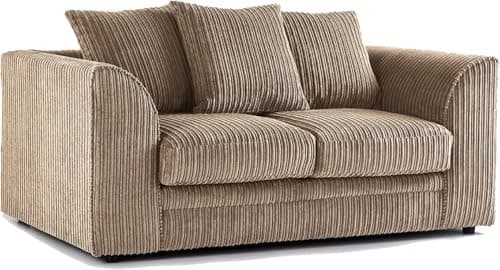 Image of Bliss Furniture's Jumbo Cord Scatter Back 2-Seater Sofa | Luxurious Scatter Back 2-Seater Sofa in Soft Cord Fabric Elevate Your Space with a Compact yet Comfortable Seating (Beige, 2 Seater)