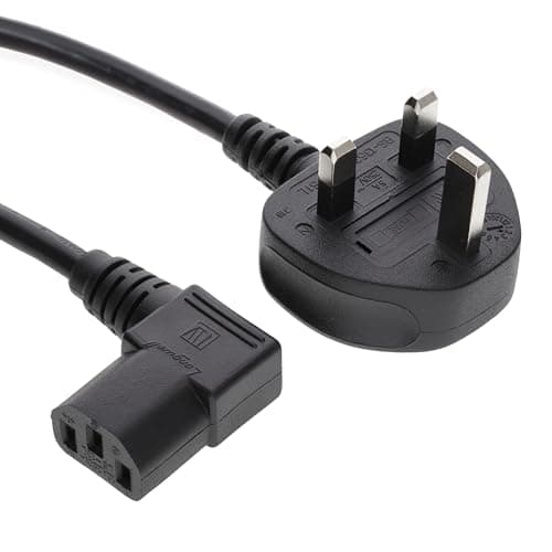 Image of kenable Power Cord UK Plug to Right Angle IEC C13 Kettle Lead Cable 5A Fused Black 3m