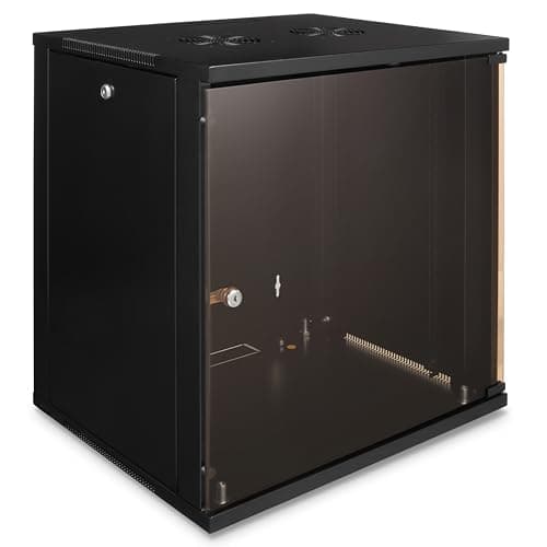 Image of Platinum Enclosures 12u 450mm Wall mounted or Floor Standing Data Cabinet, 19 Inch Storage Rack for Home Office, Removeable Side, Lockable Door and Sides