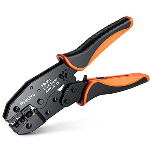 Image of Ratchet Crimping Plier, Preciva Insulated Ratcheting Wire Terminal Crimp Tool, AWG20-10 (0.5-1.5mm²) (1.5-2.5mm²) (4-6mm²), Electrical Crimper Pliers for Electrical Connectors