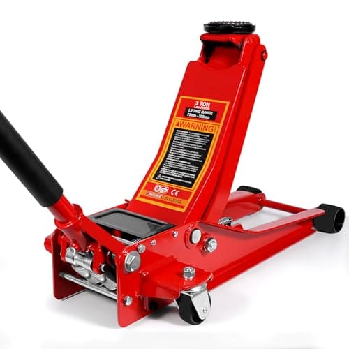 Image of HYCHIKA Steel Racing Trolley Jack, with Dual Piston Quick Lift Pump, 3 Ton (6,600 lb) Capacity, Lifting Range 3-18.3 inch