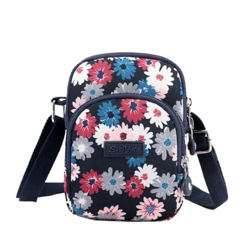 Image of FAVORTALK Flowers Small Women's Cross-Body Bags - Nylon Cross Body Bag Multi-Pocket Casual Crossbody Bag Lightweight Waterproof Messenger Bag Ladies Floral Crossover Bags - B18304 Colorful Daisy