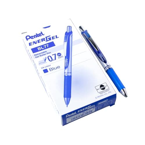Image of Pentel Energel XM Retractable Gel Pen with 0.7 mm Tip, 0.35 mm Line Width - Blue, Pack of 12