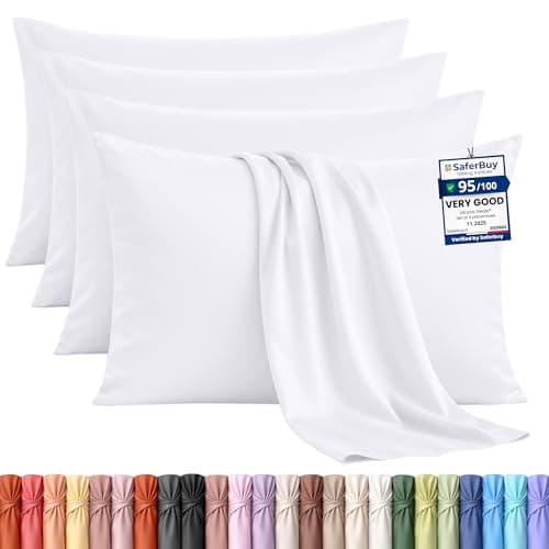 Image of Utopia Bedding - 4 Pack Pillow Cases - OEKO-TEX - Standard Size 50x75 cm - 100% Brushed Microfiber Pillowcases with Envelope Closure, pillows not included - Wrinkle, Fade, & Stain Resistant - White