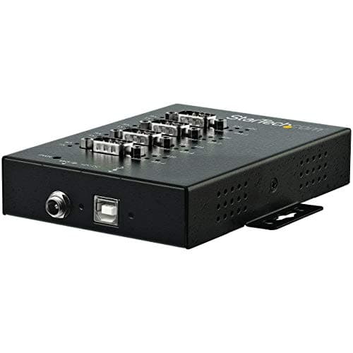 Image of StarTech.com 4 Port Serial Hub USB to RS232/RS485/RS422 Adapter - USB 2.0 to DB9 Serial Converter Hub - IP30 Rated - Din Rail Mountable Metal Serial Hub - 15kV ESD Protection (ICUSB234854I)