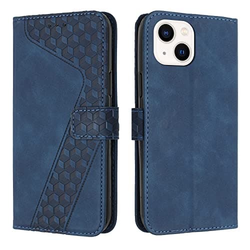 Image of OKZone Compatible With iPhone 15 (6.1 Inches) Case, Wallet Case PU Leather with Card holder Slots Magnetic Shockproof Protect Flip Cover Bookstyle Phone Cases Cover for iPhone 15 (6.1 Inches) (Blue)