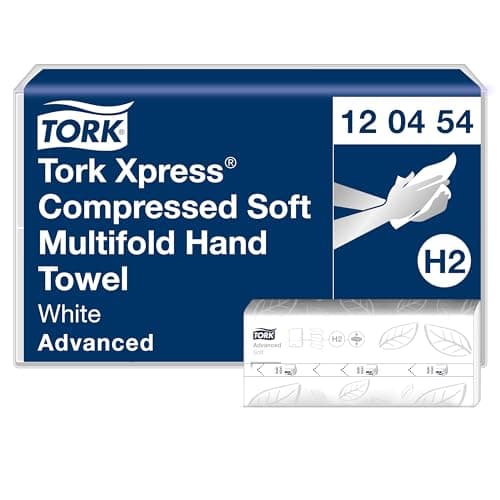 Image of Tork Xpress Compressed Soft Multifold Hand Towels White H2, Advanced, 2-ply, M-fold, Large, 12 x 200 Sheets, 120454