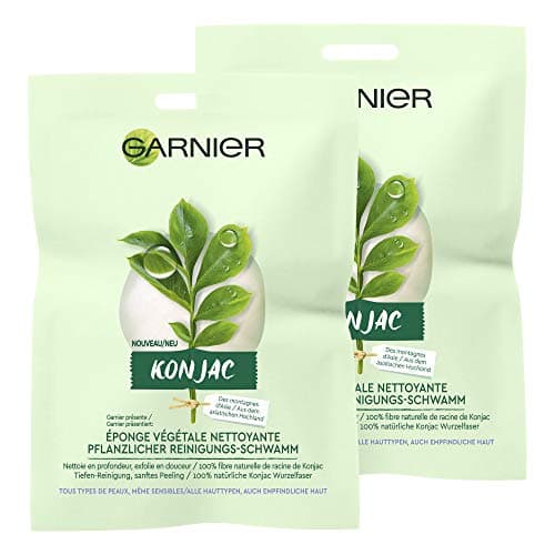 Image of Garnier Konjac Facial Peeling Sponge, Pimple Removal, Konjac Vegetable Cleansing Sponge, Pack of 2