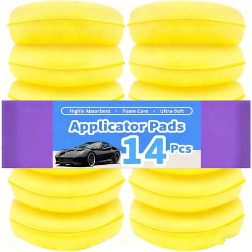 Image of 14 Pcs Polish Soft Foam Applicator Pads,Car Polishing Pads,Soft Round Car Wash Cleaning Sponge,Practical Car Polishing Sponge Wax Applicator Sponge for Clean Car Vehicle Auto Glass (Yellow)