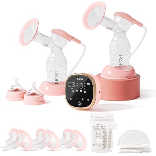 Image of NCVI Double Electric Breast Pump 8782, Portable Anti-Backflow, with 4 Size Flanges, 4 Modes & 9 Levels, LED Display, 10 Breastmilk Storage Bags, Ultra-Quiet and Pain Free Breast Pumps