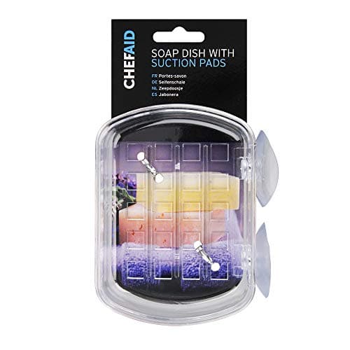 Image of Chef Aid Clear Plastic Bath Organiser with Suction Pads, Perfect for storing Bathtime essenitals, Made with BPA free Storcng and durable plastic