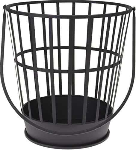 Image of Outdoor Fire Basket with Carry Handles – Heavy Duty Steel Log Burner, Garden Patio Fire Pit, Black Metal Wood Burning Fire Basket