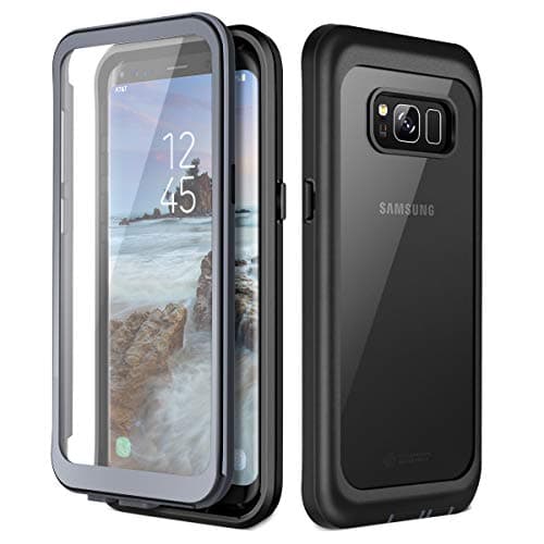 Image of Prologfer Compatible with Case Samsung Galaxy S8 Plus,Heavy Duty 360 Degree Protection Built-in Screen Protector Cover Transparent Shockproof Dustproof Black