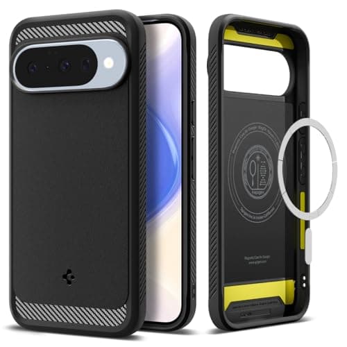 Image of Spigen Rugged Armor MagFit Case for Google Pixel 10 and Pixel 10 Pro, Compatible with Pixelsnap and MagSafe [2025 New Feature] - Matte Black