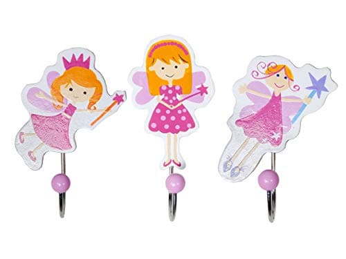Image of Mousehouse Gifts - Set of Three Fairy Coat Hooks for Children's Rooms, Wooden Wall Pegs for Baby Nursery or Kids' Bedroom (Fairy)