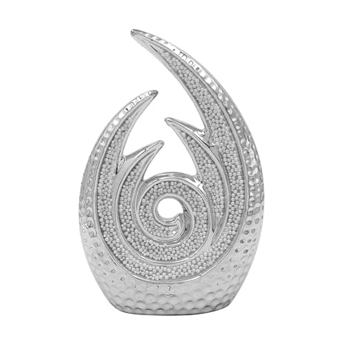 Image of Elegant Modern Silver Abstract Art Sculpture - Minimalist Ceramic Decoration Ornament for Living Room, Bedroom, Office, Shelves, Coffee Table Decor (Big Sculpture)