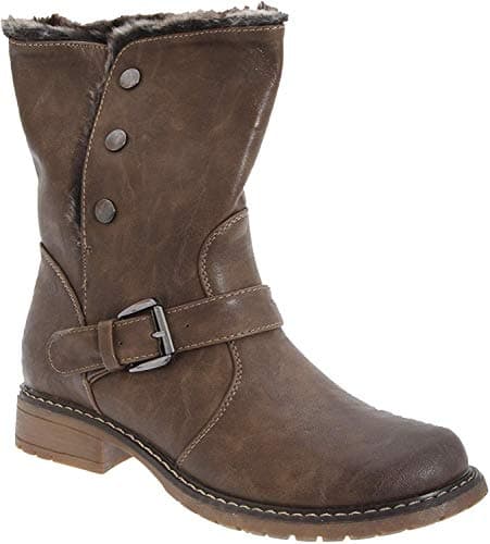 Image of Press Stud Fold Down Biker Style Ankle Boot - Brown - Brown - size UK Ladies Size 8