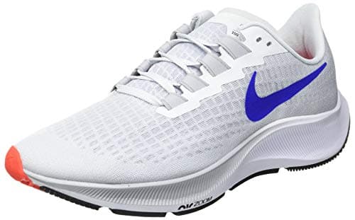 Image of Nike NIKE AIR ZOOM PEGASUS 37, Men's Running Shoe, Pure Platinum/Racer Blue-Wolf Grey-Brt Crimson-White-Black, 6 UK (40 EU)