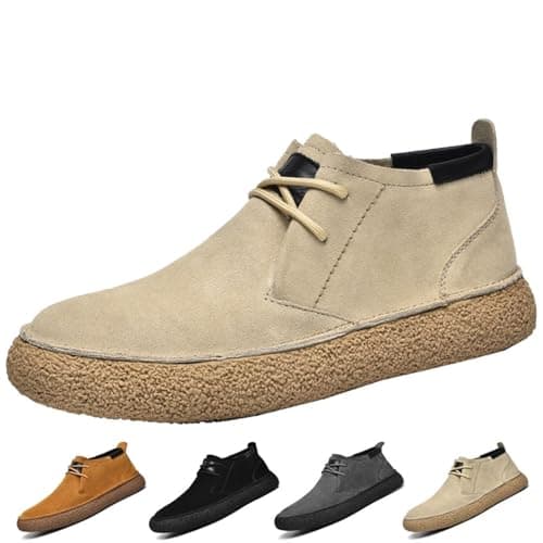 Image of Men's Chukka Boots, Men's Suede Lace Up Boots, Casual Business Booties, Mens's Suede Shoes(Beige,9 UK)