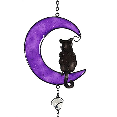 Image of Jones Home & Gift Cat On The Moon Hanging Windchime, 20 inches