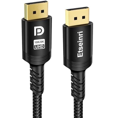Image of Etseinri DisplayPort Cable 240Hz 2M, DisplayPort Cable 8K 60Hz 4K 240Hz 165Hz 144Hz 120Hz, DP to DP Cord Support HDCP2.3 DSC1.2 HDR10 G-Sync & FreeSync Display Lead for Gaming Monitor PC HDTV