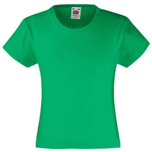 Image of FRUIT OF THE LOOM Girl's Valueweight T Shirt, Green (Kelly Green), 5-6 Years UK