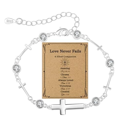 Image of Senteria Silver Bracelet for Women Adjustable 925 Sterling Silver Bracelet Hypoallergenic Cross Bracelets with Cubic Zirconia Stackable Bracelets Gifts for Women Gifts
