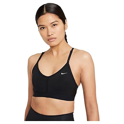 Image of NIKE Women's W Nk Df Indy V-neck Sports Bra, Black/Black/Black/White, S UK