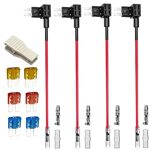Image of Gebildet 4pcs 12V 24V Add-a-Circuit Micro 2 Fuse Tap, Piggy Back Blade Holder With Wire Harness, 6 pcs Micro 2 Fuse (5A 10A 15A) and Puller