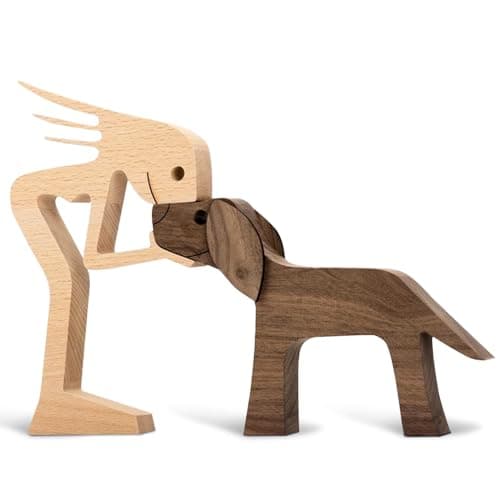 Image of AWAVM Wooden Pet Carvings Dog Puppy Family Wooden Carving Ornaments Animal Sculpture Handmade Craft Creative Gifts