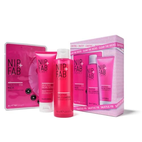 Image of Nip + Fab Clear The Decks Kit – 3-Step Salicylic Acid Skincare Set for Blemish-Prone Skin – Includes Gel Cleanser, Facial Scrub & Sheet Mask – With Allantoin & Hyaluronic Acid