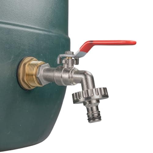 Image of 3/4" Water Butt Replacement Faucet – Brass Metal Lever Tap with UK Bib Outlet & Hose Barb Adapter,Quick Connect Garden Hosepipes (Lever tap (Quick Connector))