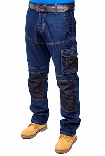 Image of Prime Mens Work Jeans Trousers Cargo Combat Multi Pocket Army Working Trousers BLJ-02 (BLACK-008, 30W X 30L)