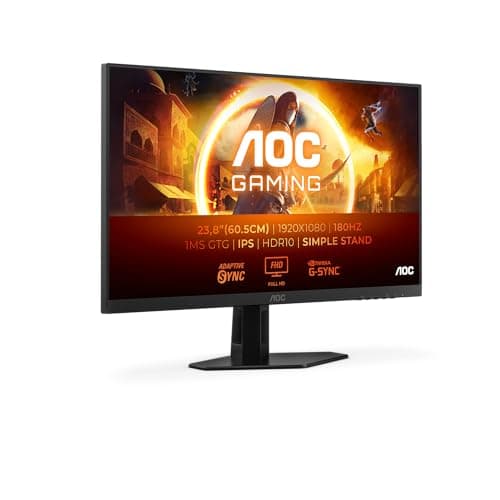 Image of AOC 24G4XED 23.8 inch FHD Gaming Monitor 180Hz, Fast IPS Panel, 0.5ms MPRT, Adaptive Sync, HDR10, G-Sync Compatible, Speakers, (1920x1080 HDMI 2x 2.0 DP 1x 1.4) Black