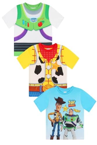 Image of Disney Boys Girls Toy Story 3 Pack Woody Buzz Lightyear Kids T-Shirts Childrens Multipack Tshirt (4-5 Years) Multicoloured