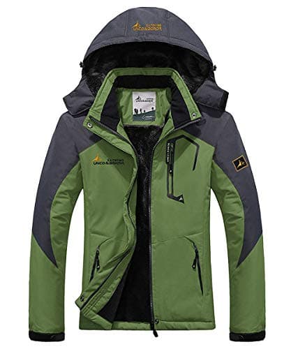 Image of donhobo Womens Waterproof Jacket Winter Warm Fleece with Hood Windproof Camping Hiking Coat(Green,S)